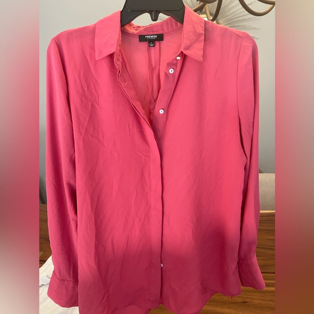 Pink button up blouse
